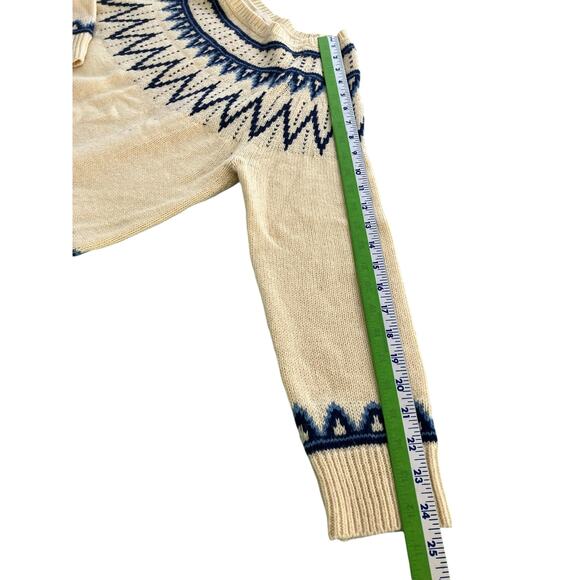 Ralph Lauren Nordic Sweater Pullover Knit Wool Blend Jumper Off White Blue - Picture 6 of 8